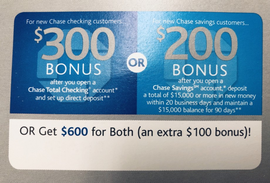 Chase Bank 600 Promotion Code 나눕니다! 마일모아 게시판